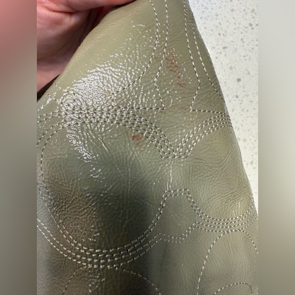 Coach Signature Stitch Carryall Kiss Lock Patent Leather Satchel - Picture 15 of 16